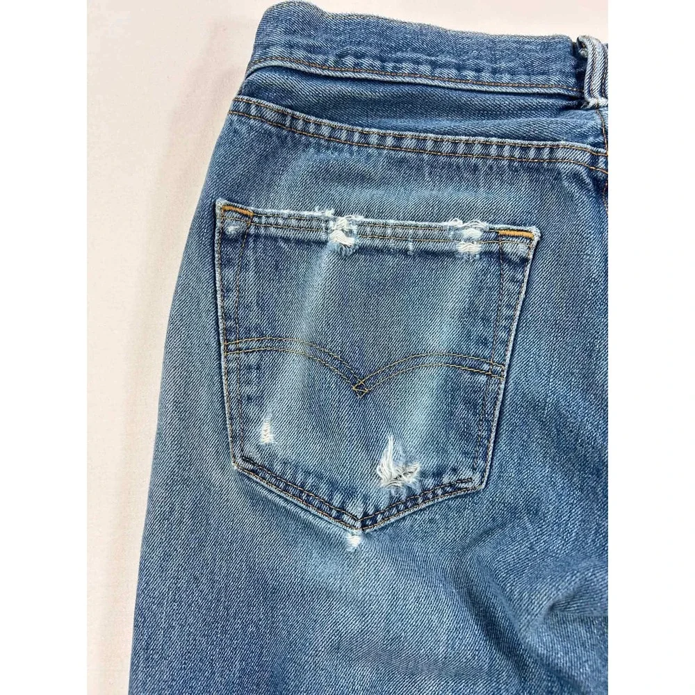 Levis 501 Original Fit Distressed Jeans Blue Button Fly 31x30 Paint Splatter